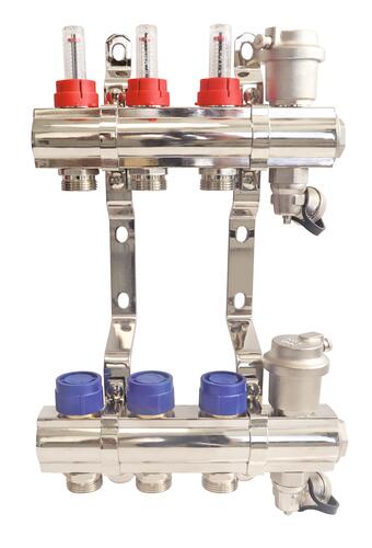 Collecteur PCBT 3 départs en laiton chromé - SOMATHERM